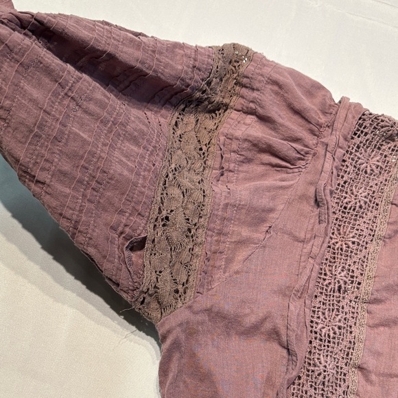 Free People Vintage Style Mauve Mini Dress with Lace Details - Picture 11 of 12